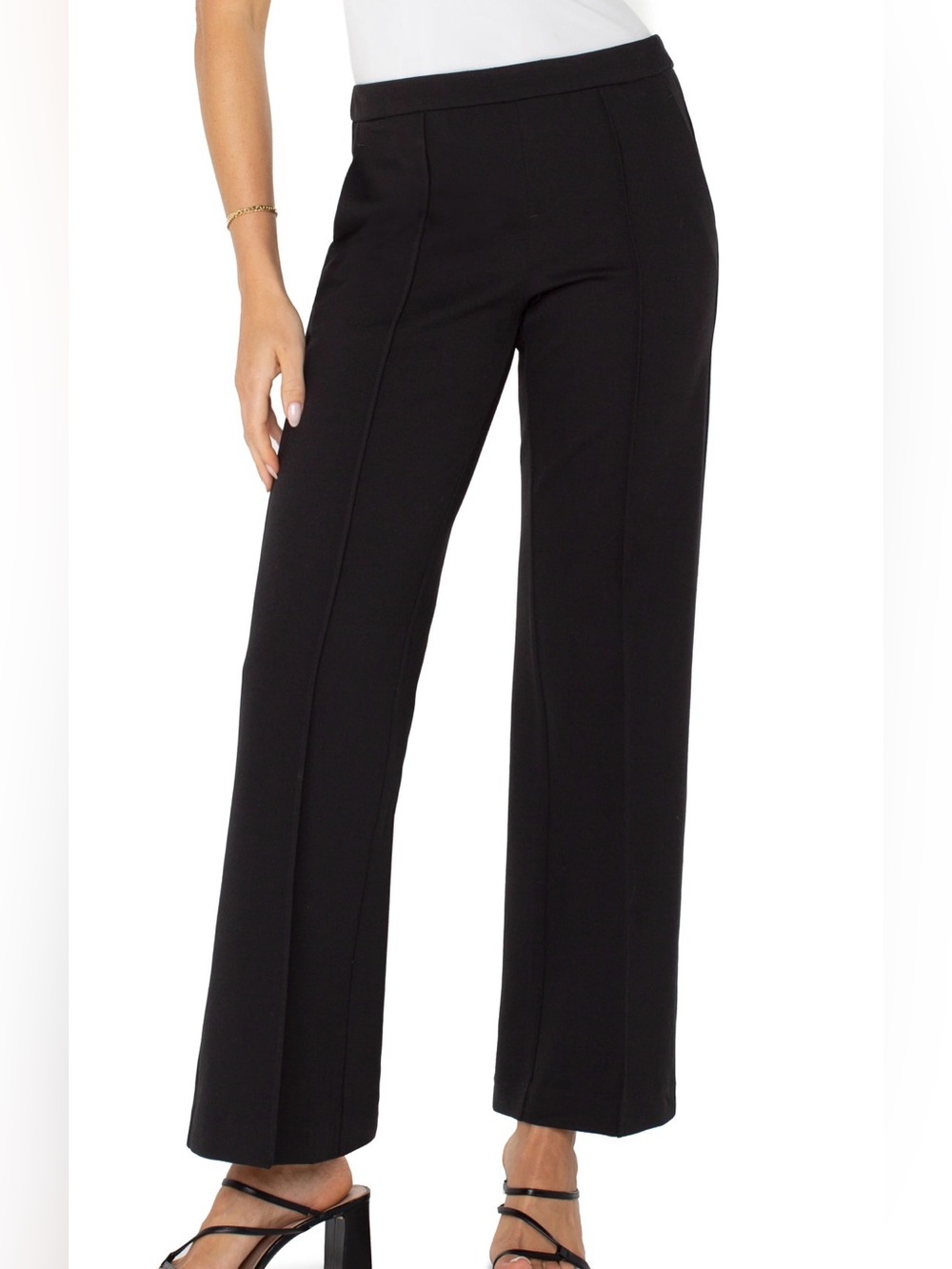 Liverpool Los Angeles Kayla Black Pull On Wide Leg Trouser Pants Size 10/30